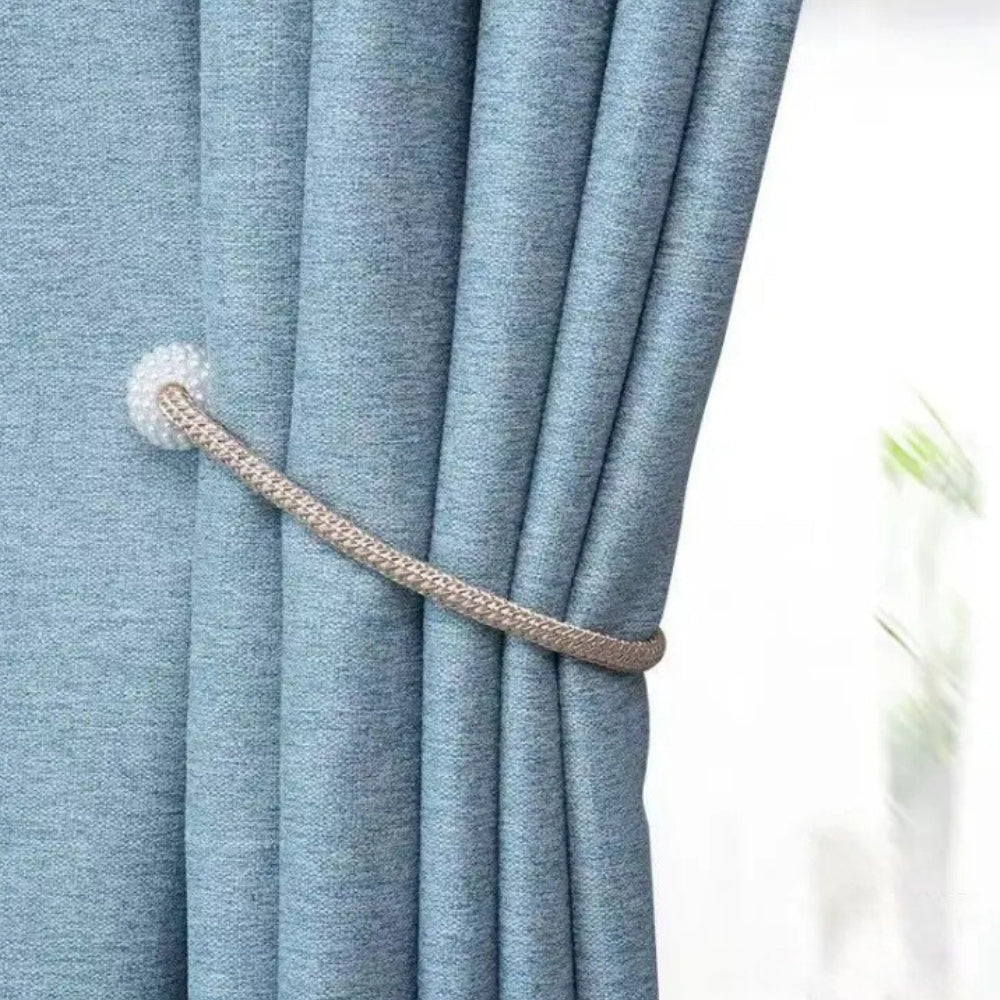 Magnetic Pearl Curtain Tie Back | 2pcs Set — product in use