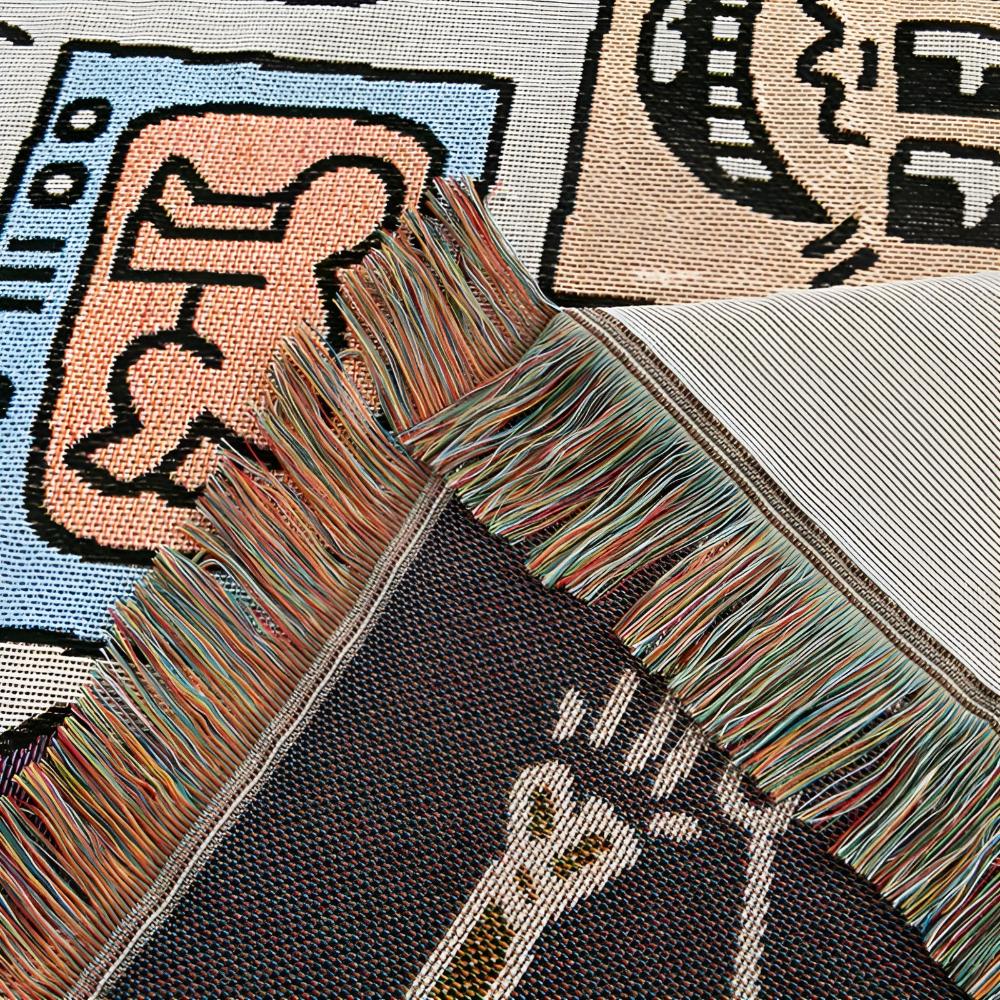 Bold Expressions Tassel Blanket — product in use