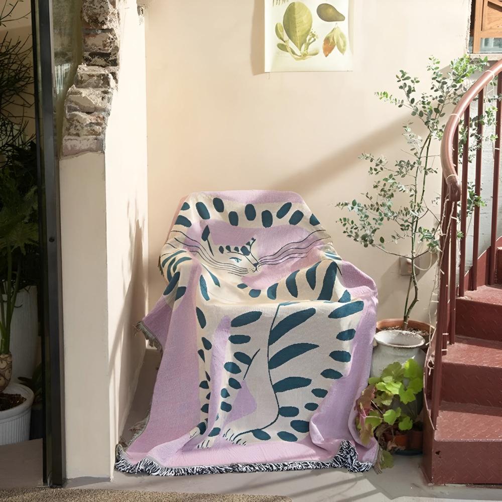 Artful She Tiger Throw Blanket — alternate angle view