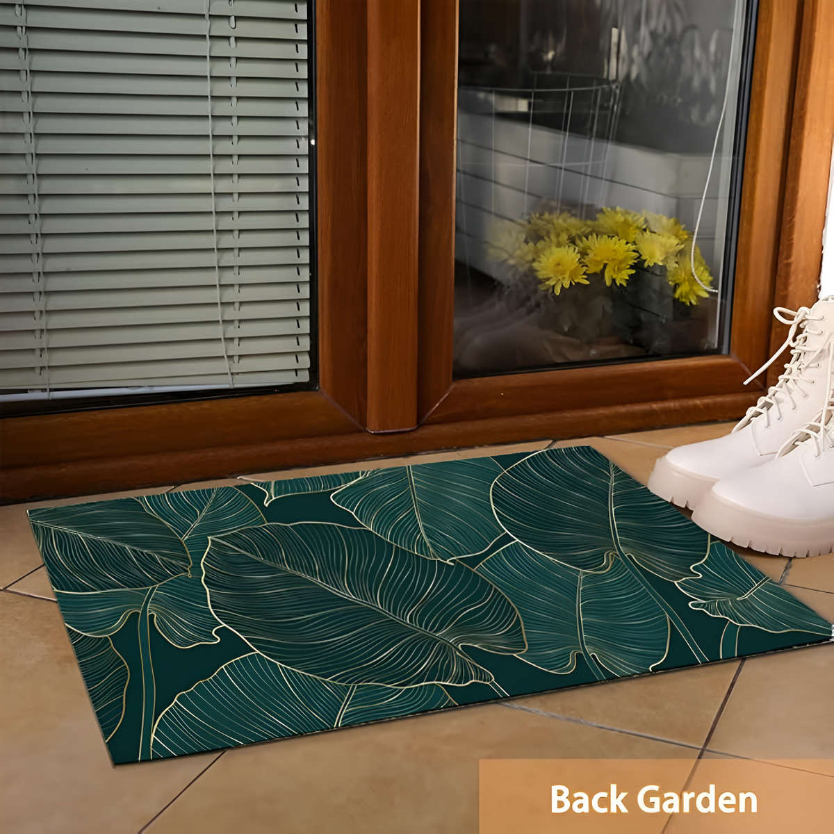 Gold Linear Leaf Door Mat — alternate angle view