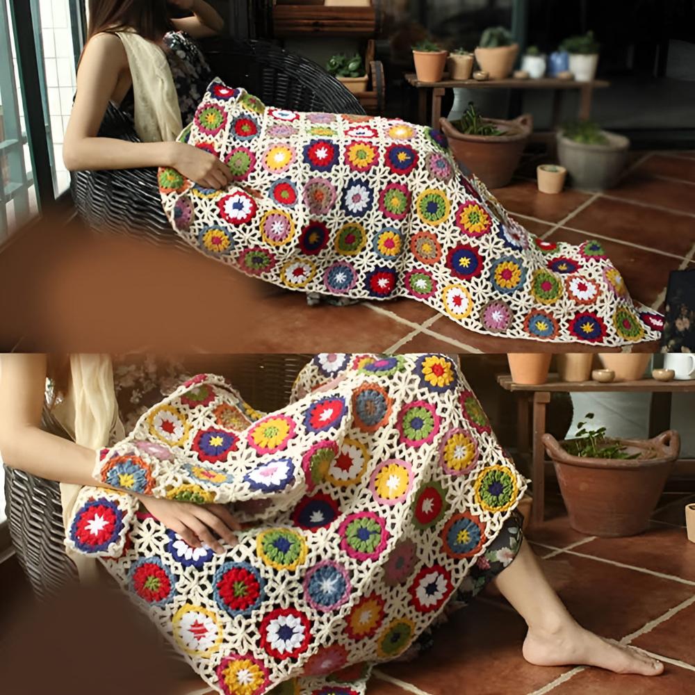 Blooming Crochet Flower Blanket — product in use