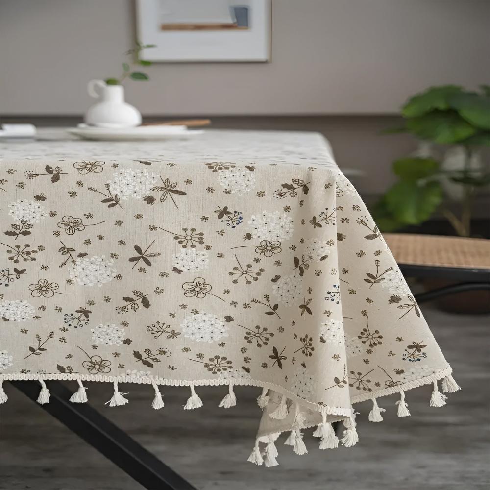 Dandelion Beige Tassel Tablecloth — main product photo