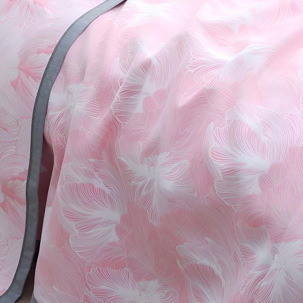 Flower Print Flax Throw — product detail view
