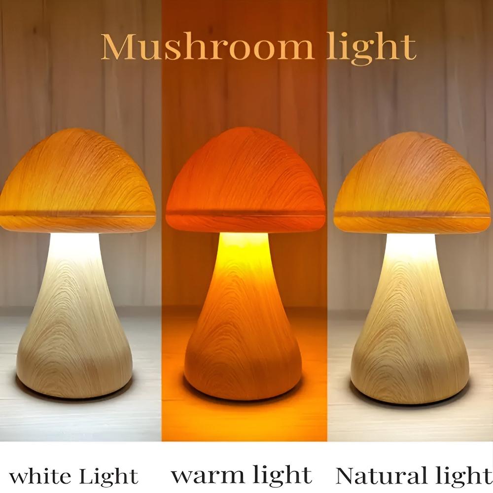 Wooden Mushroom Lamp — product in use