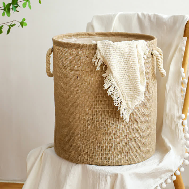 Cotton Linen Waterproof Foldable Laundry Basket — alternate angle view