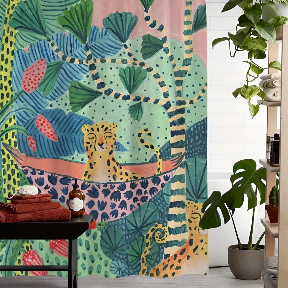 Tropical Cheetah Shower Curtain — product in use