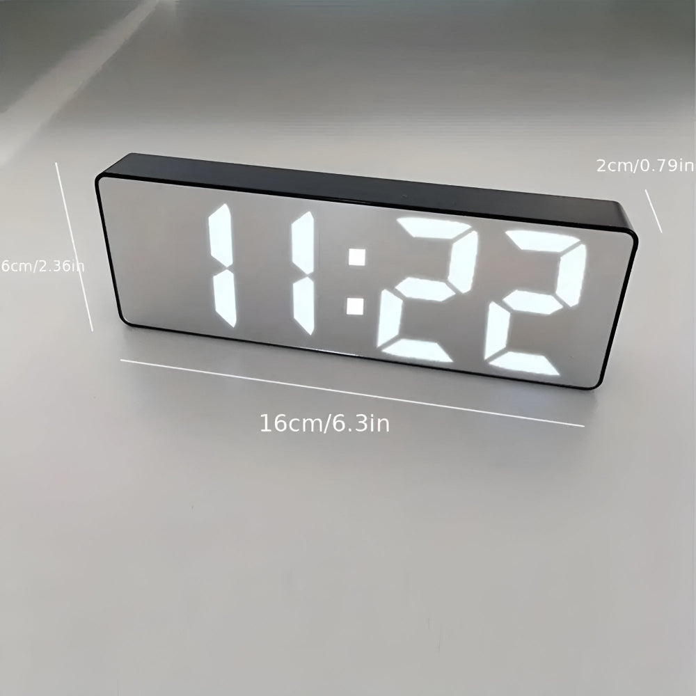 Digital LED Mirror Alarm Clock — alternate angle view