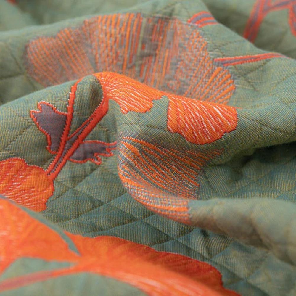 Ginkgo Orange Leaf Floral Pattern Coverlet — product detail view