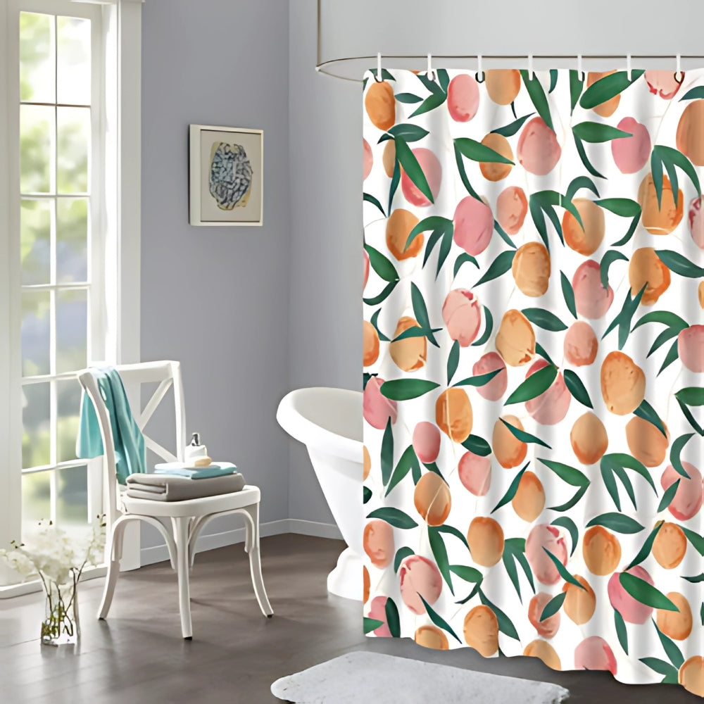 Fresh Peach Paradise Shower Curtain — product detail view