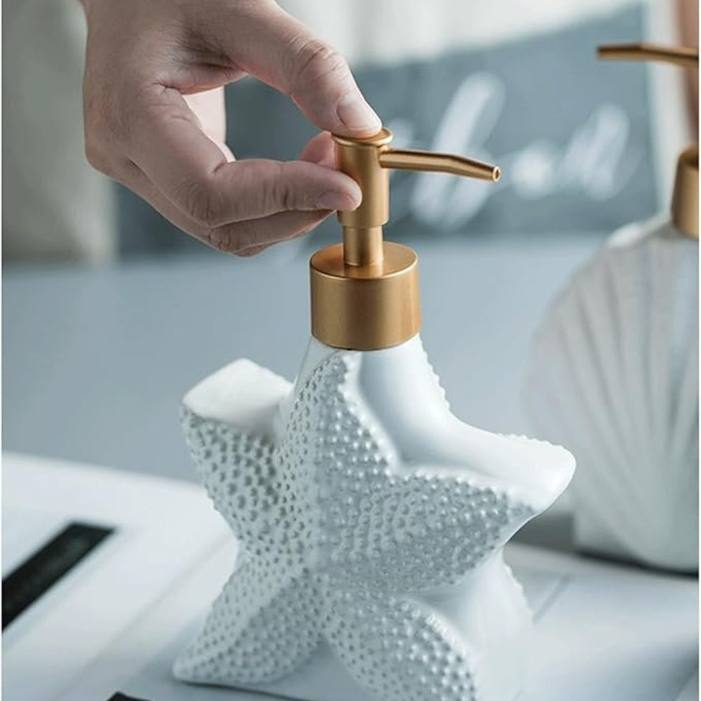 Seashell Ceramic Soap Dispenser — alternate angle view