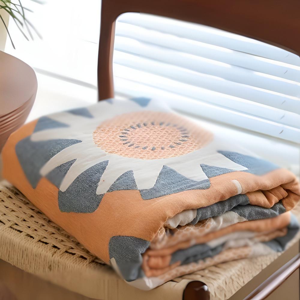 Windmill Flower Patterns Cotton Blanket — product in use