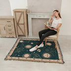 Sun Moon Stars Celestial Blanket — product in use