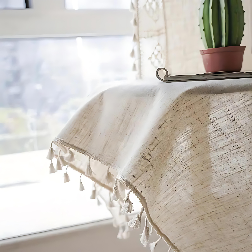 Farmhouse Chic Linen Geometric Curtain — product in use