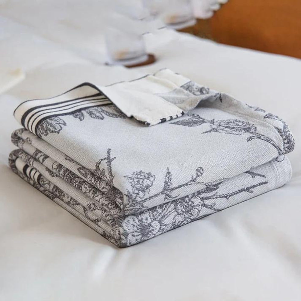 Flower Pattern Bamboo Fibre Cooling Throw — alternate angle view