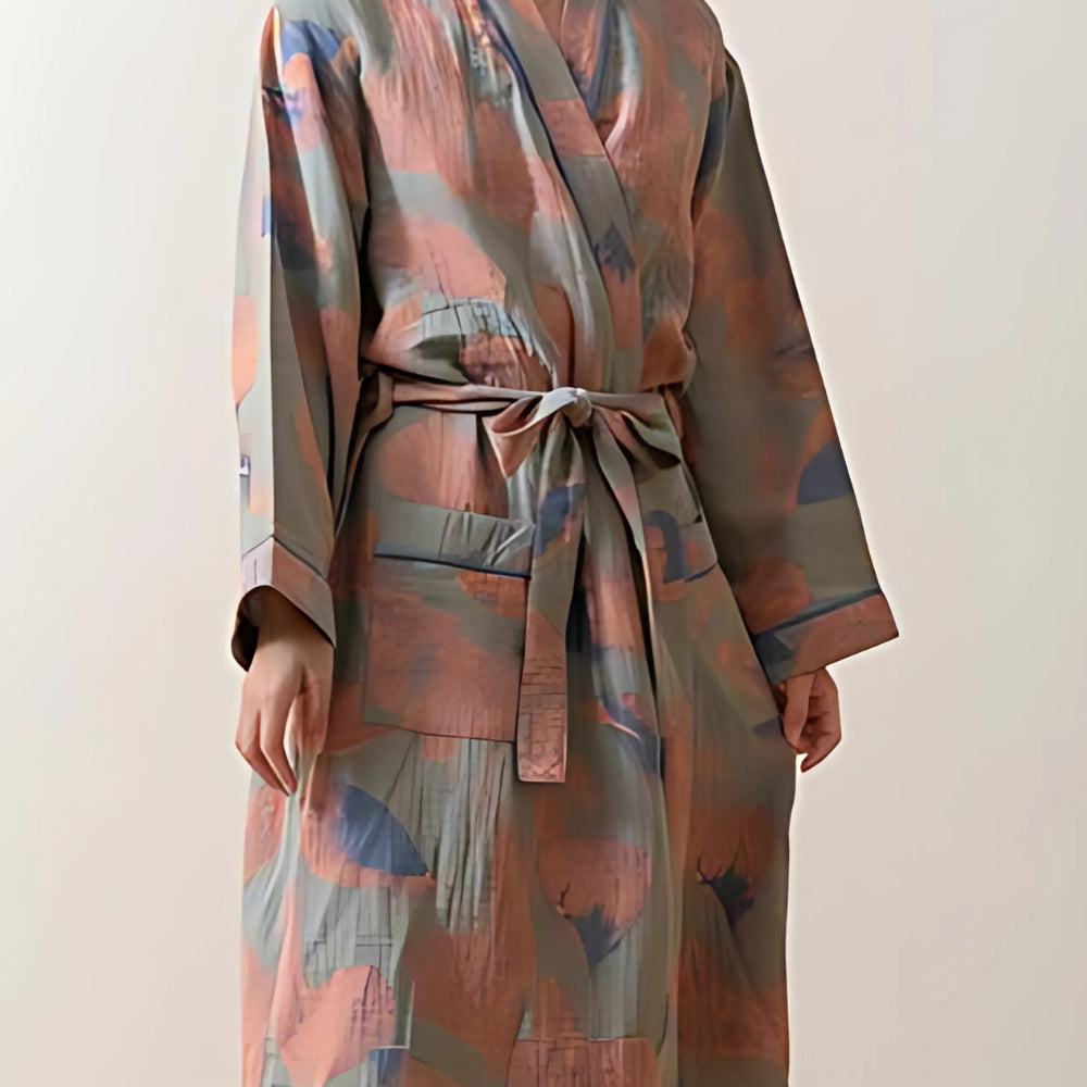 Eden Leaf Cotton Tie Bathrobe — product detail view