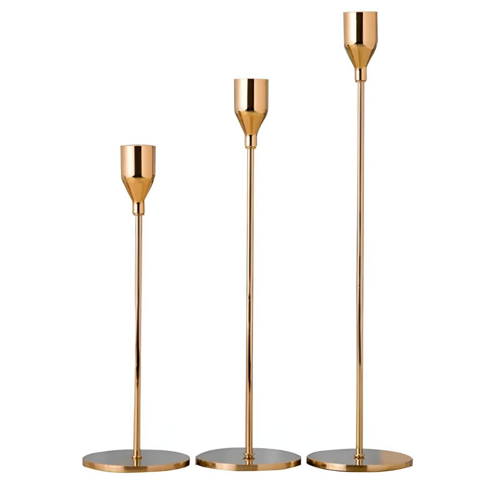 Sleek Metallic Candle Holders | 3 Pcs Set — product detail view