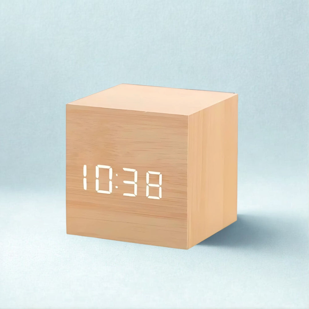Modern Cube LED Alarm Clock — alternate angle view