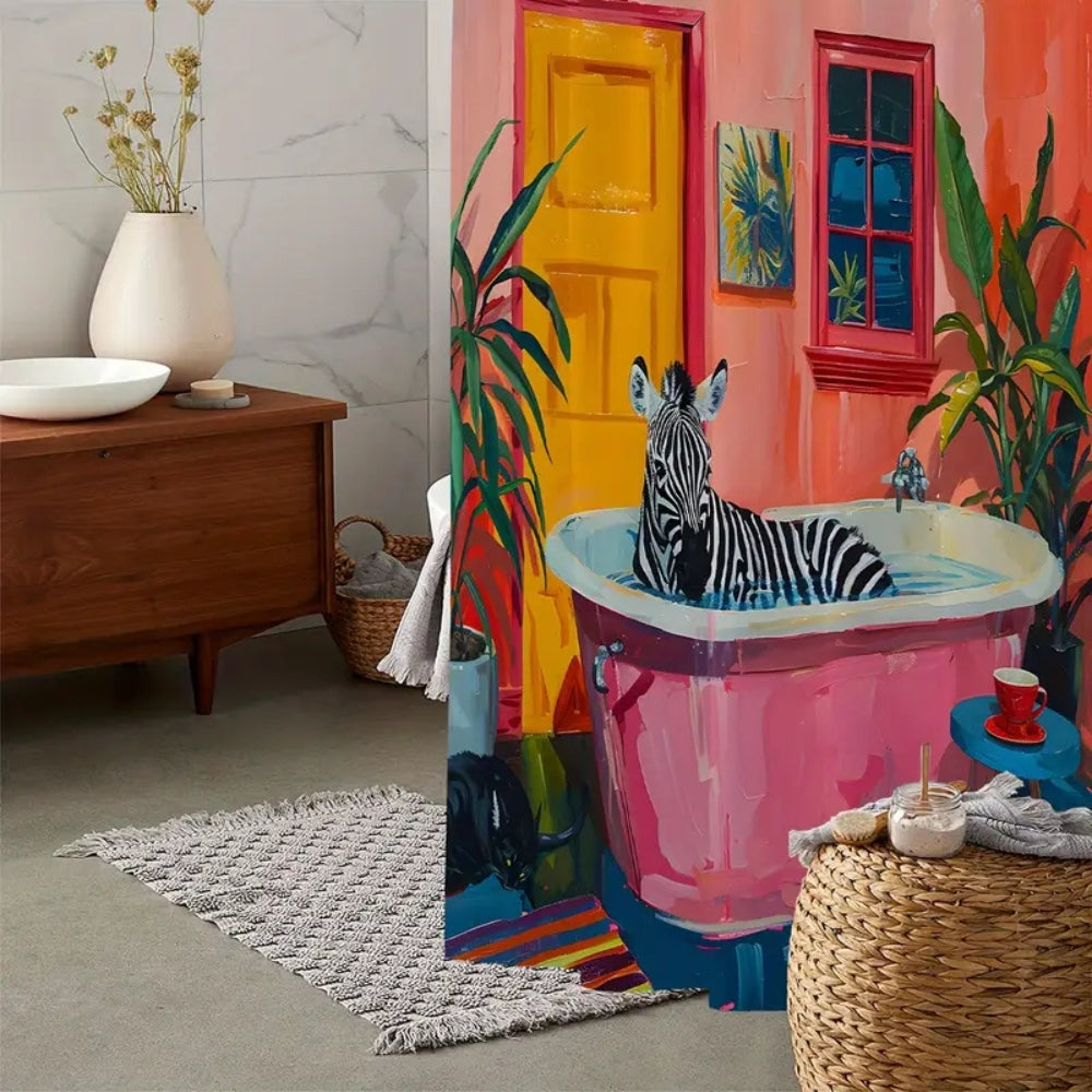 Playful Pink Zebra Curtain — product detail view