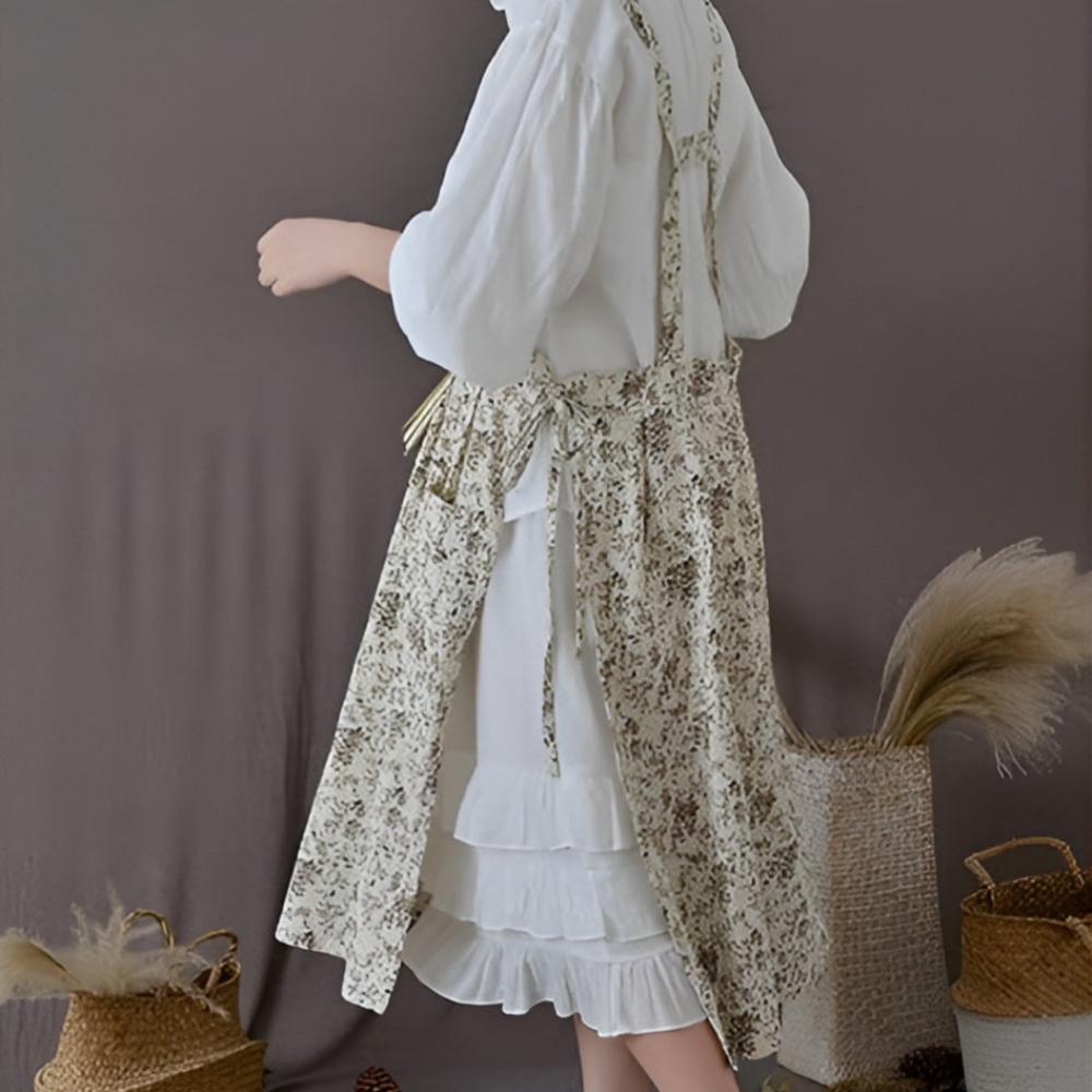 Classic Cotton Floral Apron — product detail view