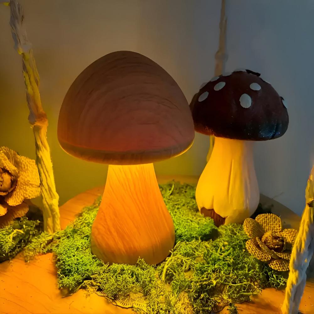 Wooden Mushroom Lamp — main product photo