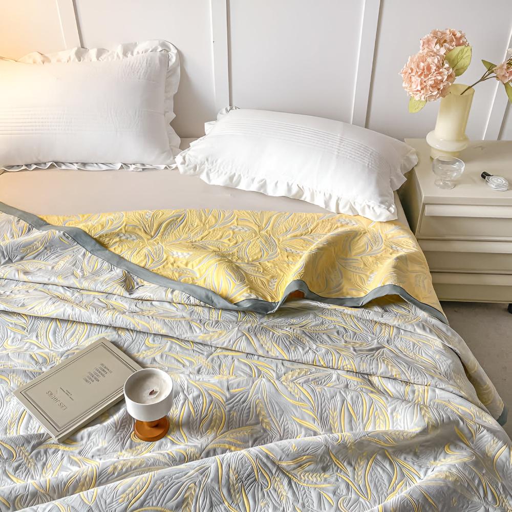 Wheat Garden Reversible Cotton Throw — product detail view