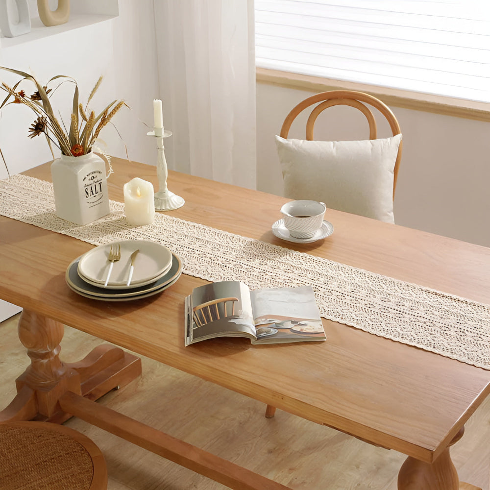 Rustic Crochet Bloom Table Runner — product in use