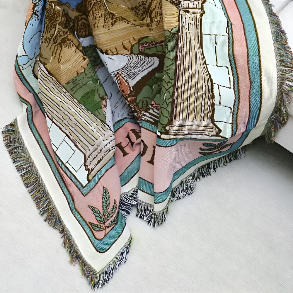 Moon Tarot Tapestry Blanket — product in use