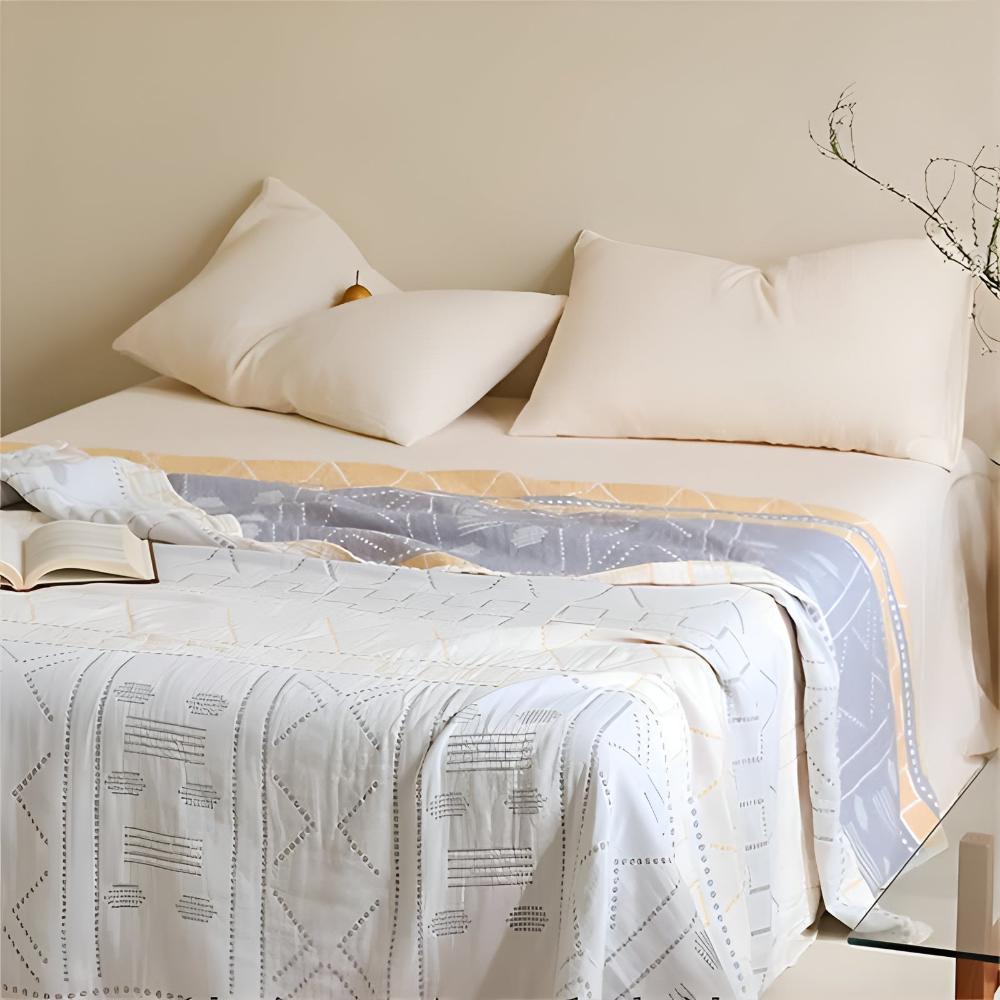 Geometric Cotton Blanket — product in use