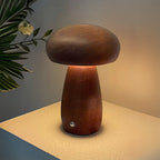 Wooden Mushroom Lamp — material texture close-up