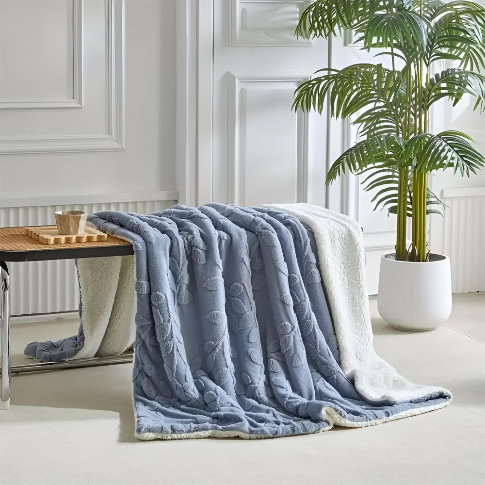 Elegant Leaf Sherpa Blanket — product in use