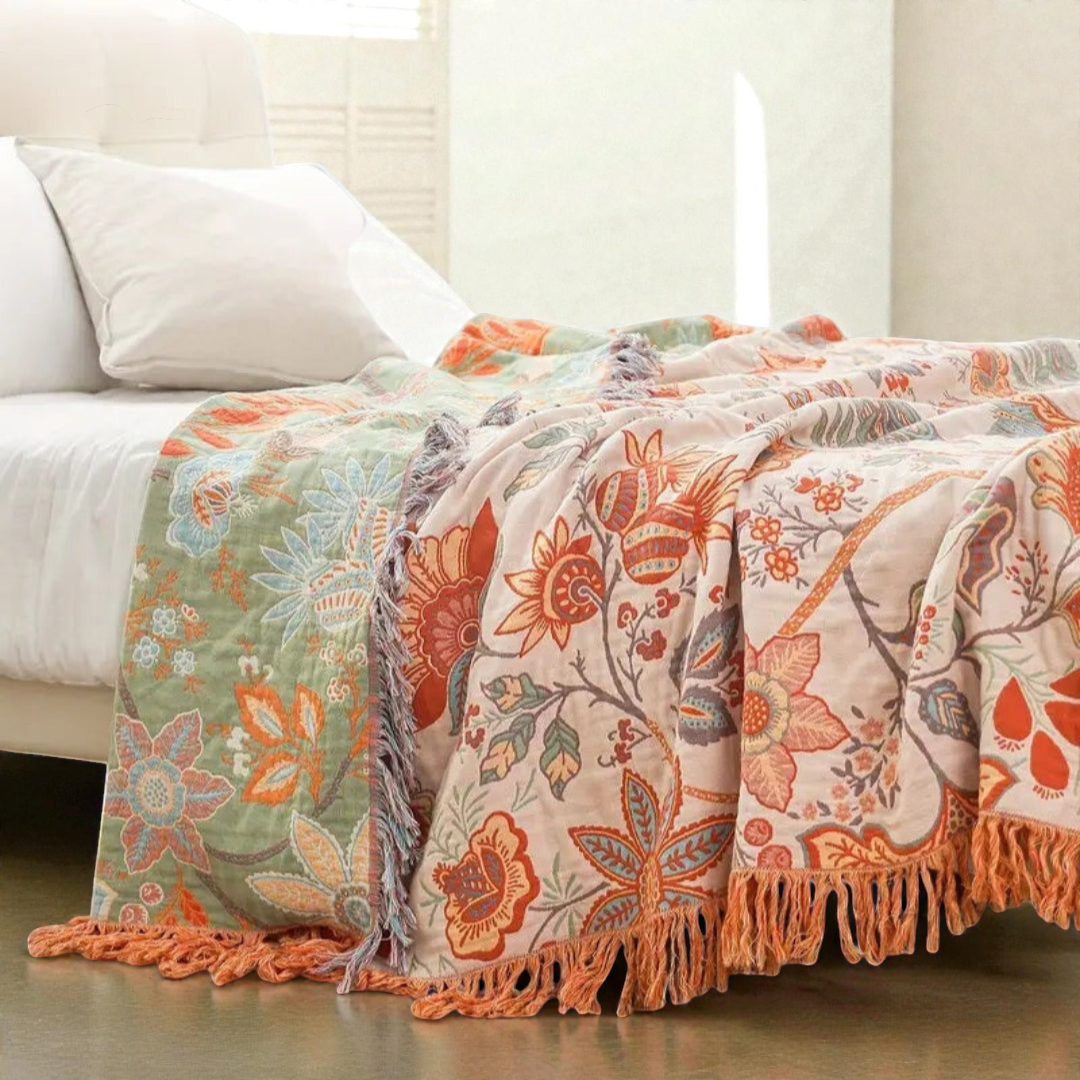 Boho Floral Cotton Throw