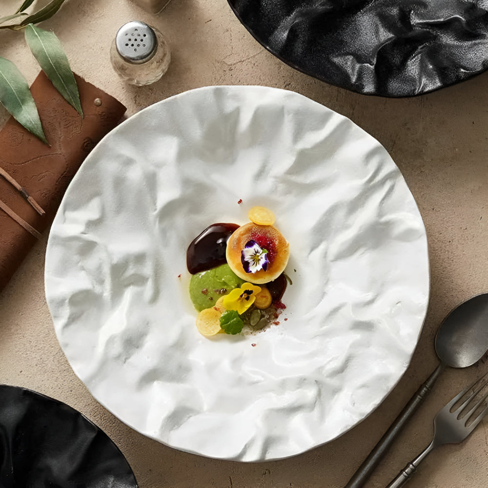 Artisan Wrinkled Paper Ceramic Plate — product close-up
