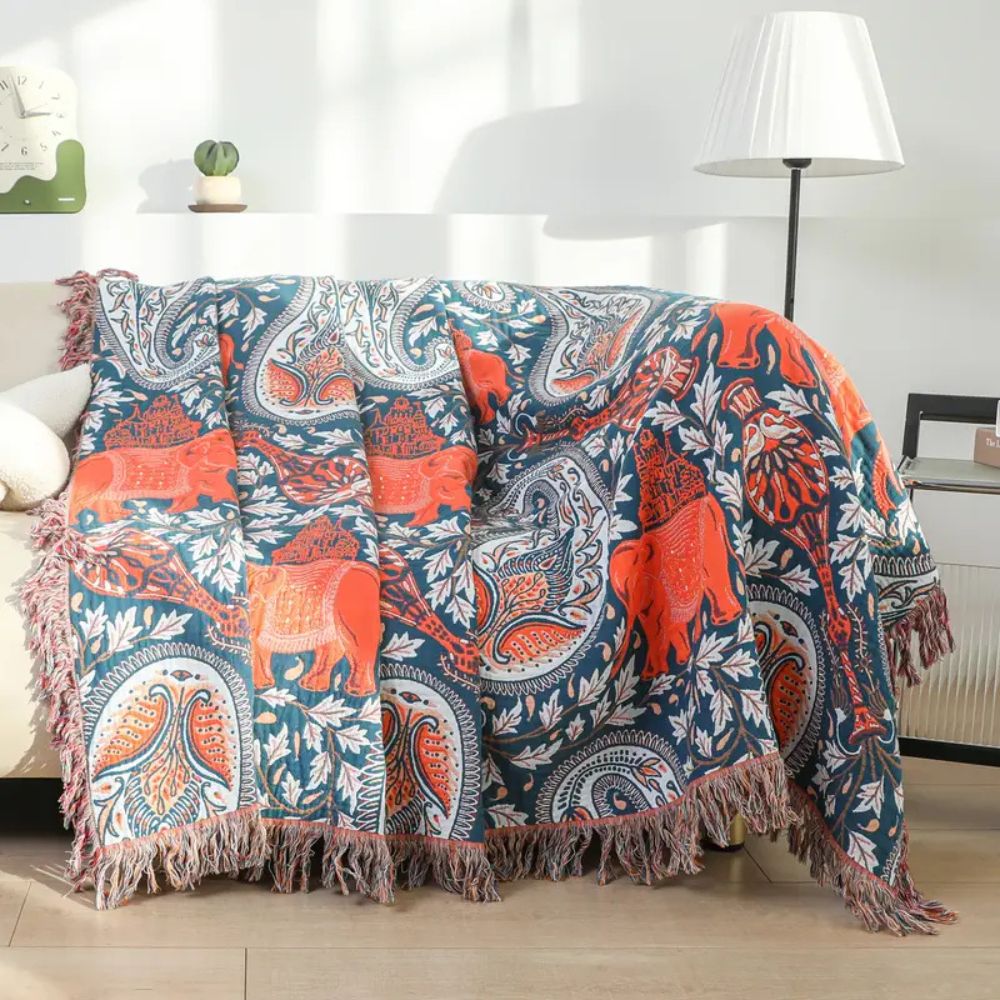 Soft Wander Tusk Cotton Blanket — product in use