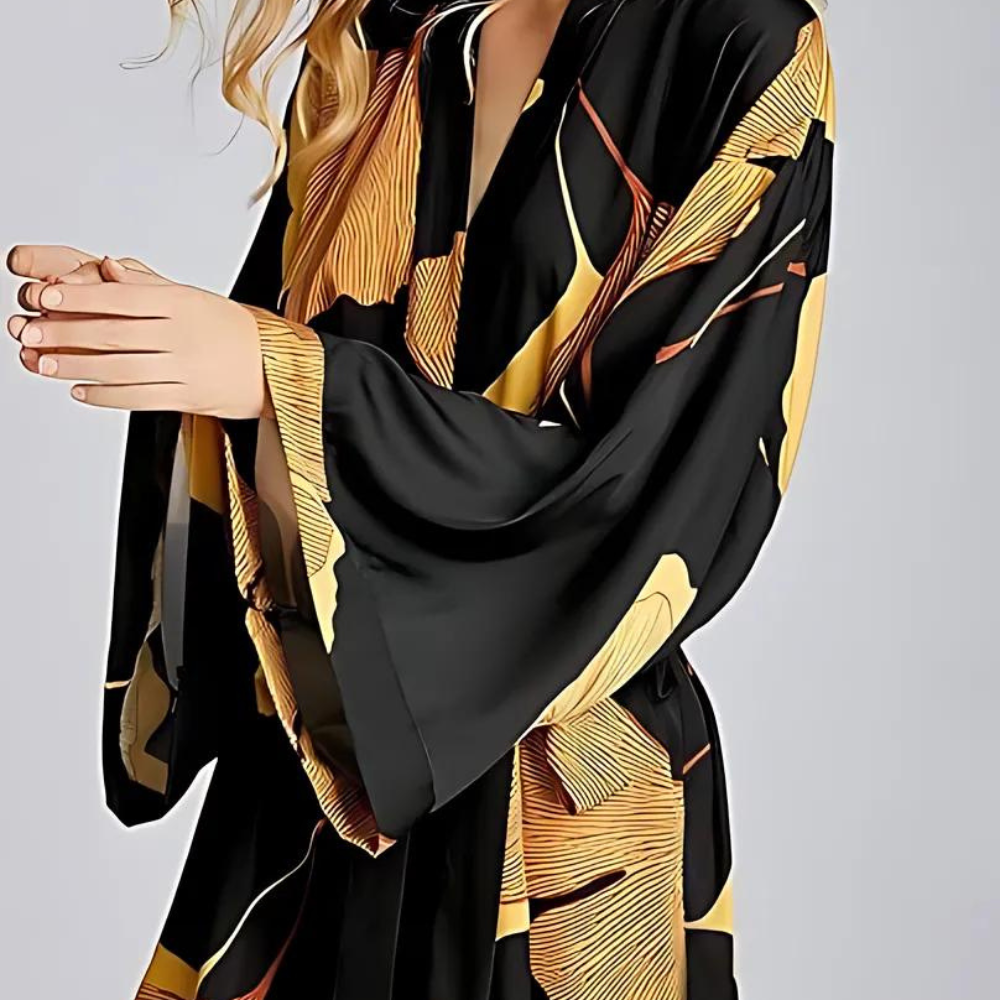 Classic Black and Yellow Bathrobe — product close-up