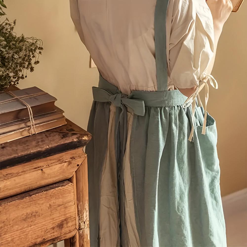 Rustic Ruffle Linen Apron — product detail view