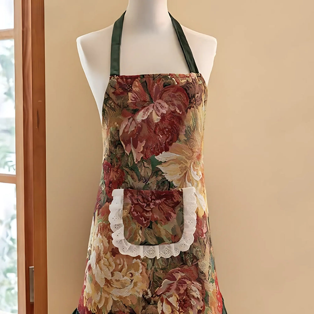 Elegant Oil-Proof Floral Apron — product detail view