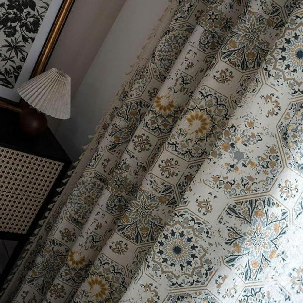 Botanical Bliss Tassel Curtain — product in use