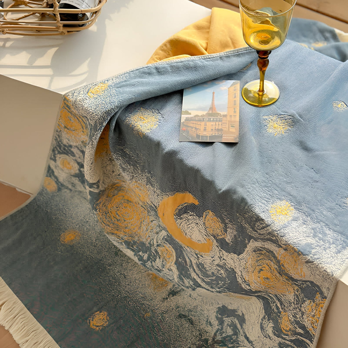 Midnight Swirls Cotton Towel — product in use