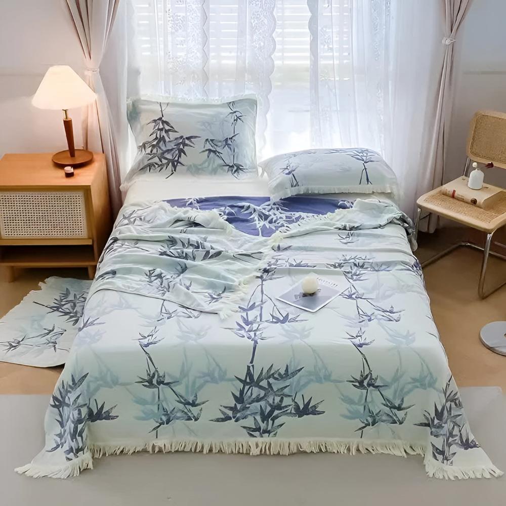 Bamboo Cotton Reversible Jacquard Throw — alternate angle view