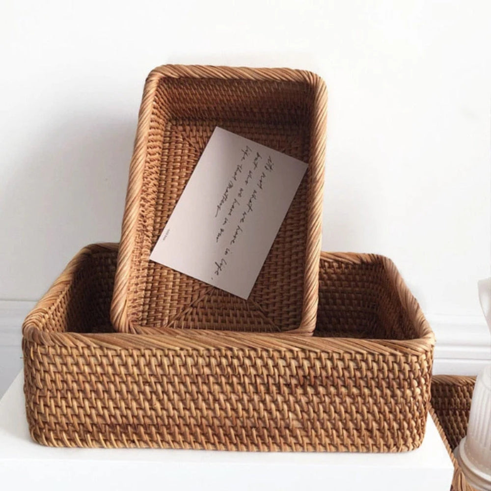 Artisan Rectangular Rattan Storage Basket — product close-up