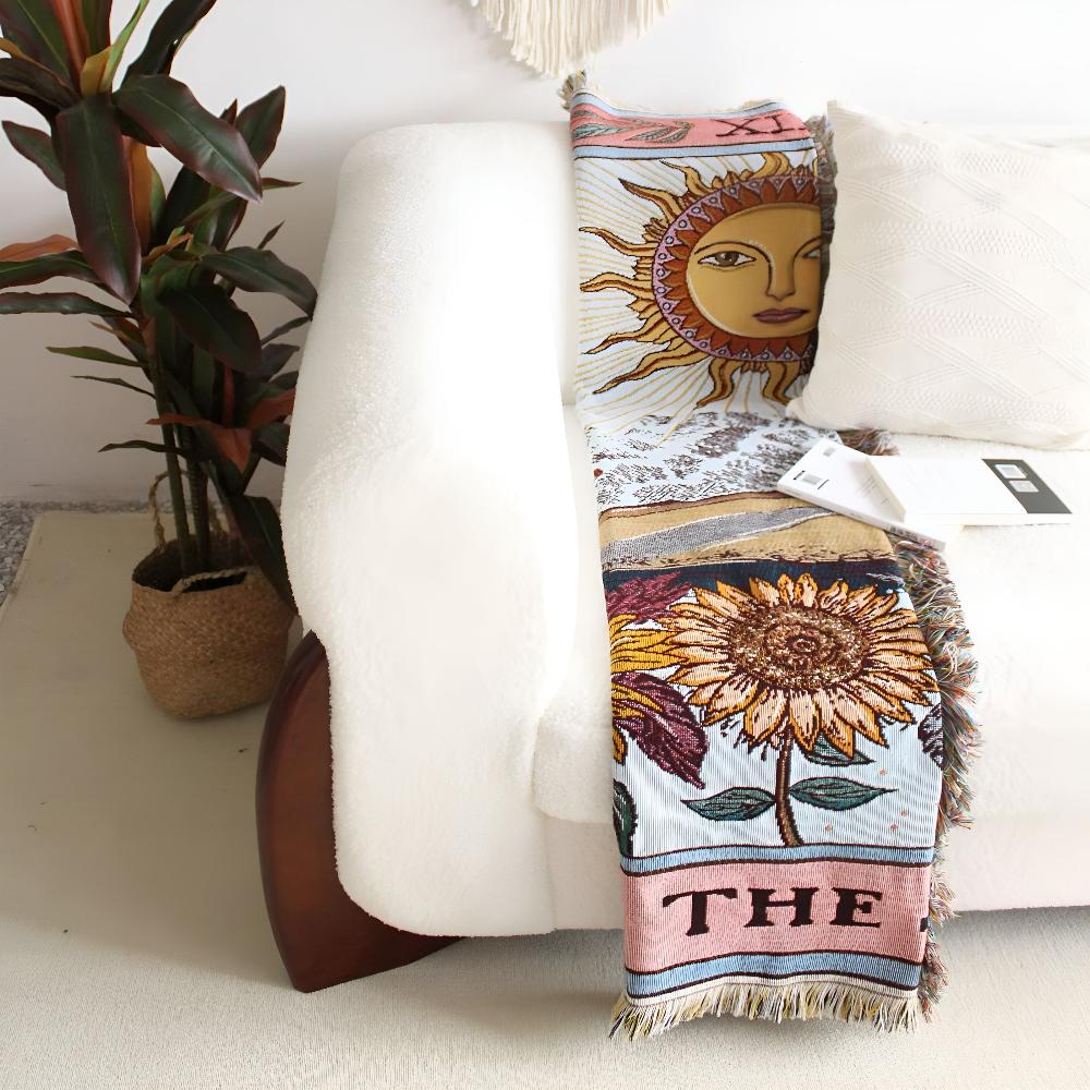 Boho Sun Tapestry Blanket — product in use
