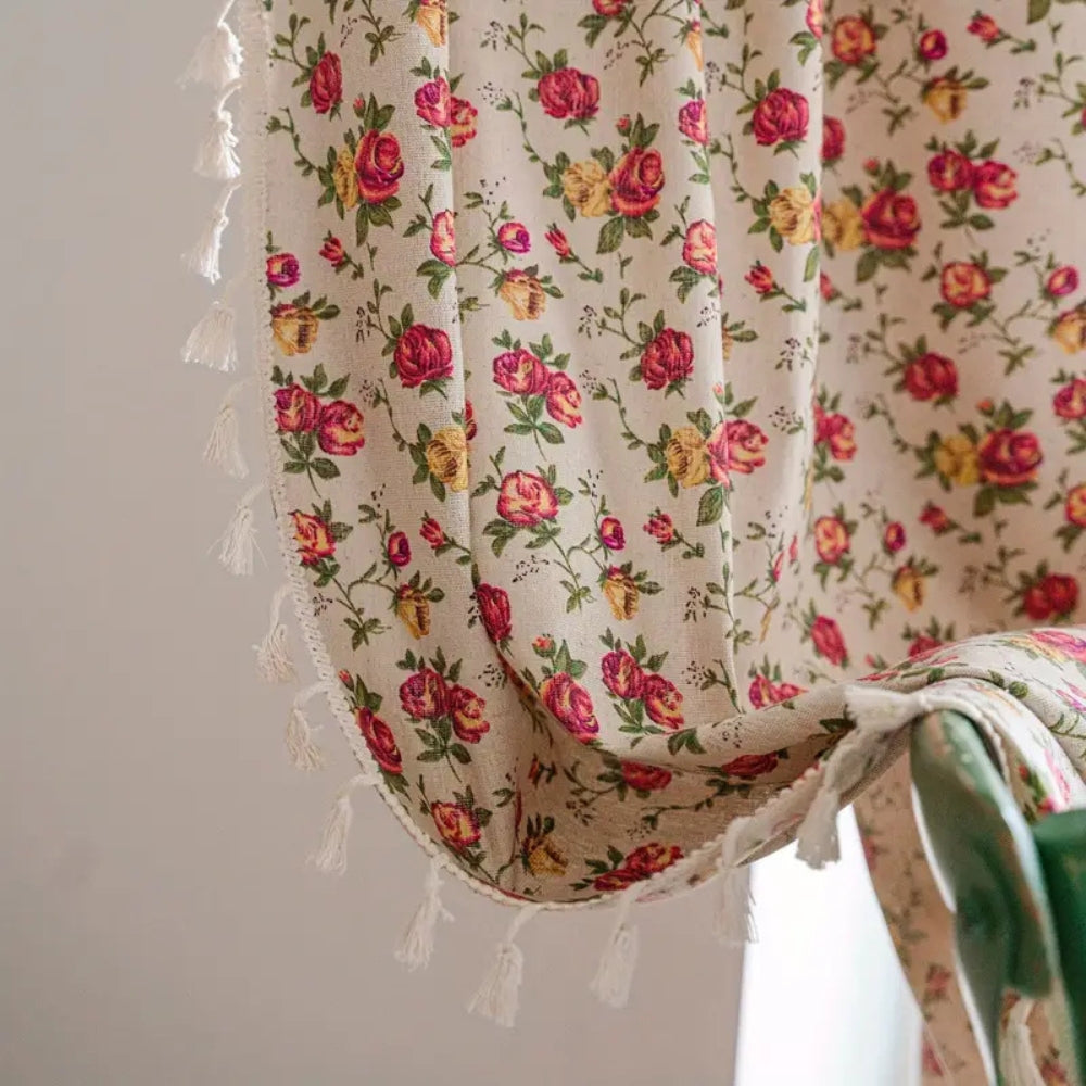 Floral Tasseled Soft Cotton Curtain — main product photo