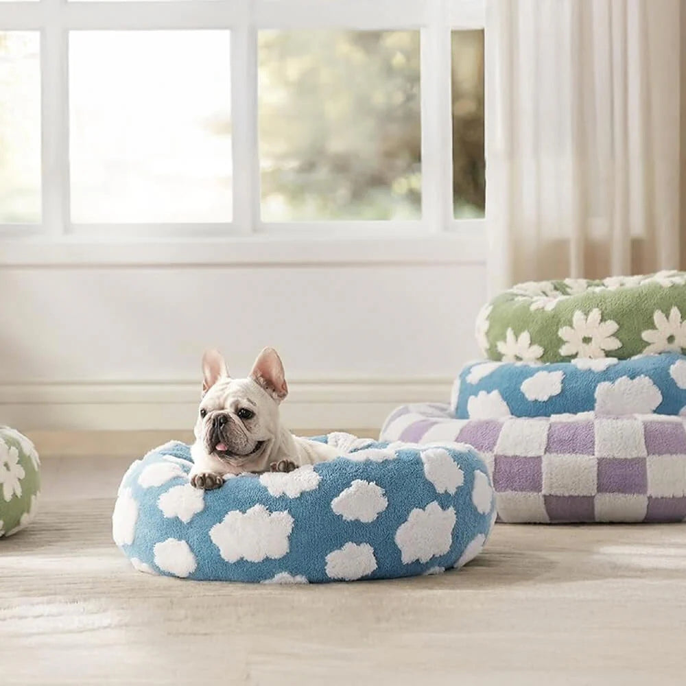 Snuggle Floral Checkerboard Pet Bed — main product photo