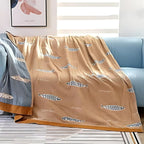 Golden Fish Cotton Gauze Reversible Blanket — product detail view