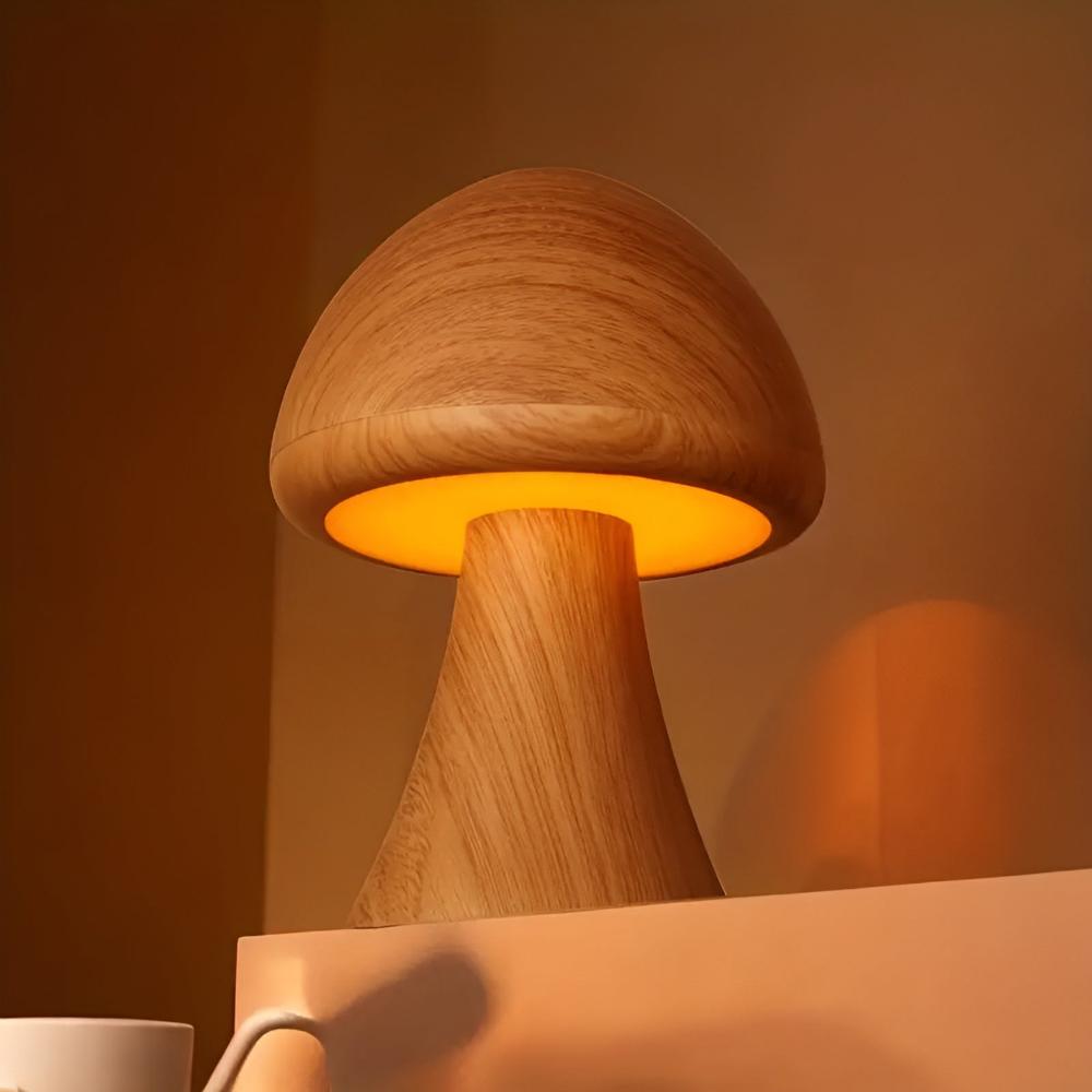 Wooden Mushroom Lamp — product close-up