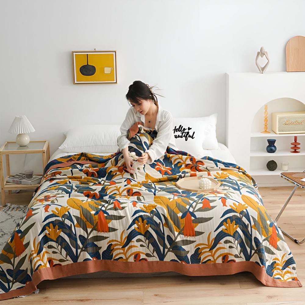Sunrise Flora Cotton Blanket — main product photo