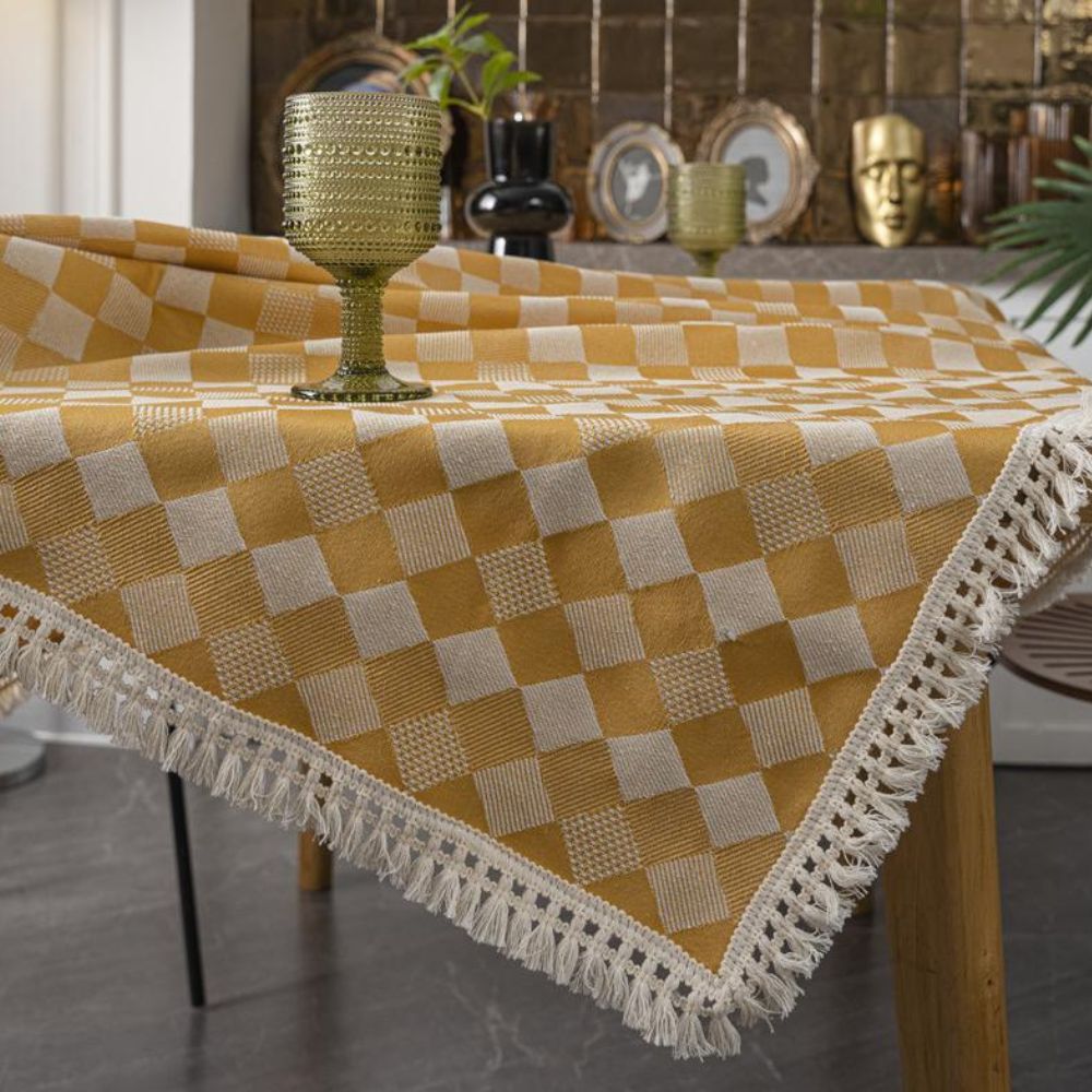 Heritage Checkered Tablecloth — product in use