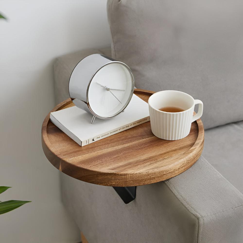 Sofa Armrest Walnut Tray — lifestyle shot
