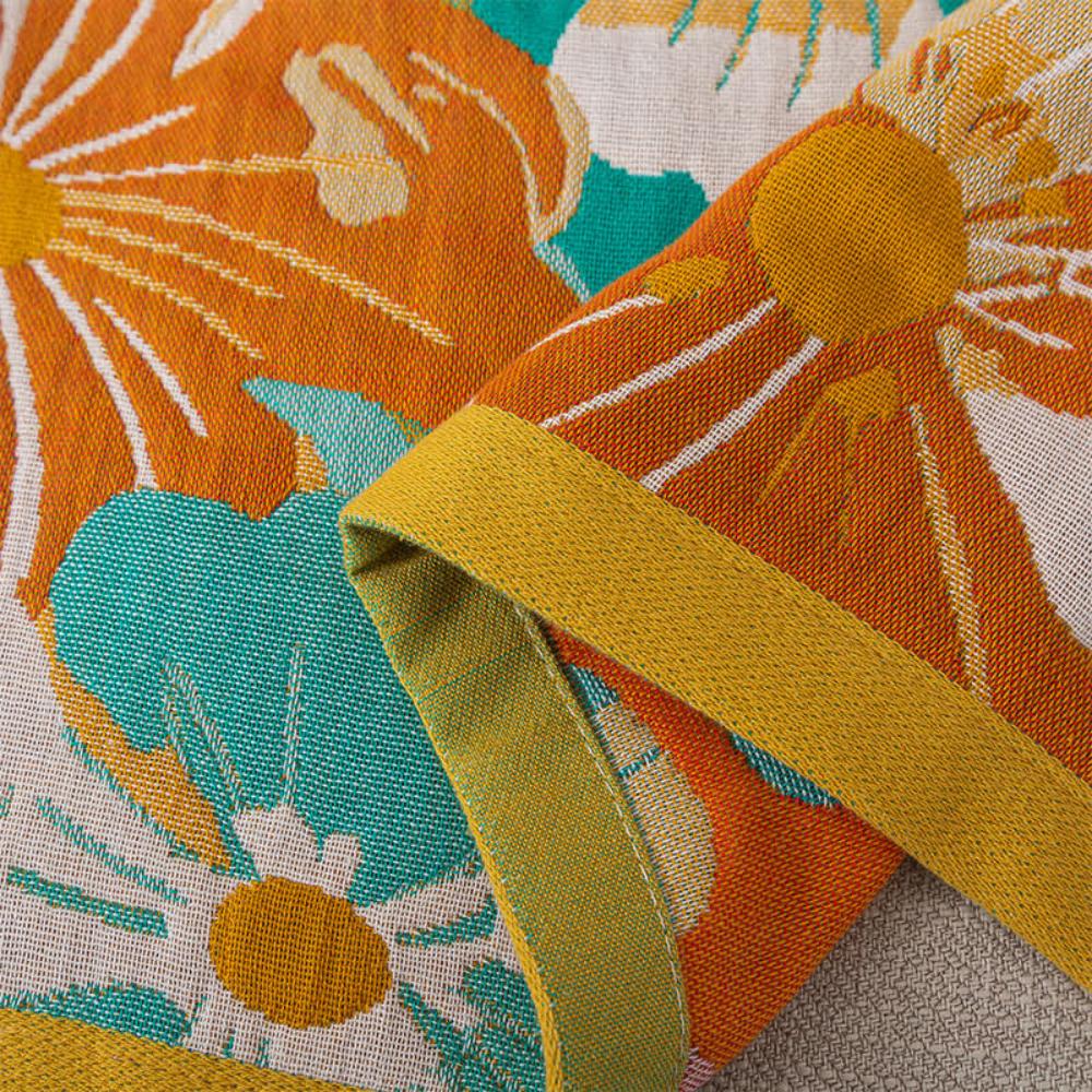Vibrant Petals Gauze Bath Towel — product in use