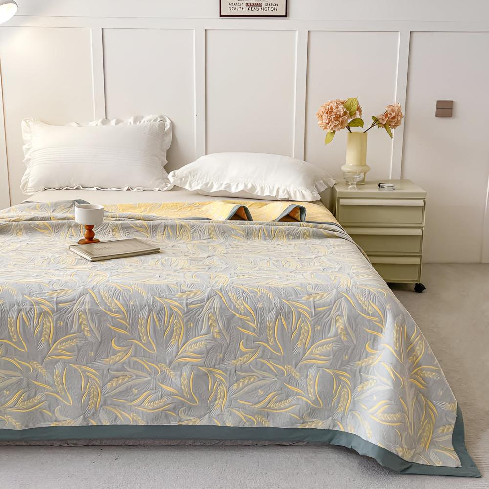 Wheat Garden Reversible Cotton Throw — product in use